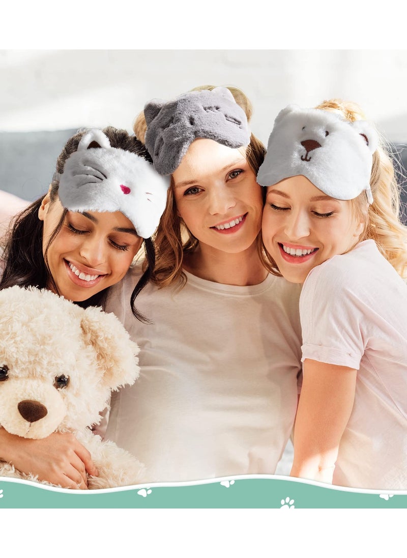 SYOSI - Sleeping Eye Mask, Children Blackout Mask Cute Animal Design Adjustable Elastic Soft Mask Suitable for Women Children, Girls and Adults Travel Lunch Break Resting Eye Mask (3 Pieces) - Image 1