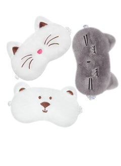 Sleeping Eye Mask, Children Blackout Mask Cute Animal Design Adjustable Elastic Soft Mask Suitable for Women Children, Girls and Adults Travel Lunch Break Resting Eye Mask (3 Pieces)