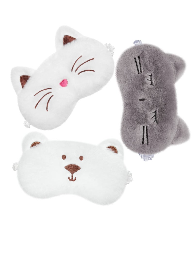 SYOSI - Sleeping Eye Mask, Children Blackout Mask Cute Animal Design Adjustable Elastic Soft Mask Suitable for Women Children, Girls and Adults Travel Lunch Break Resting Eye Mask (3 Pieces) - Image 1