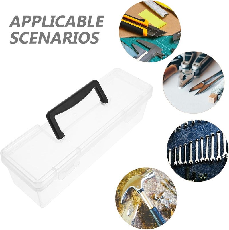 Portable Plastic Tool Box Organizer with Handle Large Storage Case for Hardware Small Parts and Craft Supplies, Black Heavy-duty Toolbox for Home and Workshop Use - Image 3