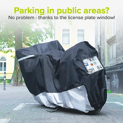 VELMIA Motorcycle Cover Extremely Heat Resistant up to 550 F I High Standard Motorcycle Cover Waterproof Outdoor for All Seasons, Motorcycle Storage, Scooter Cover, Moped Cover, Harley Cover - Image 4