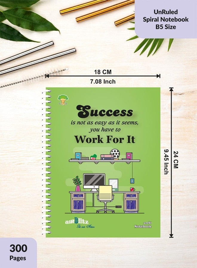 amblitz Spiral Notebook | 18 X 24 CM | B5 Size | School/College Students's Choice for Note Making | 70 GSM Thick White Paper | Diary Size | Personal & Office Use | (300 Pages, UNRULED Notebook) - Image 4