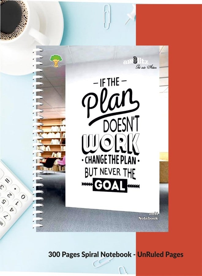 amblitz Spiral Notebook | 18 X 24 CM | B5 Size | School/College Students's Choice for Note Making | 70 GSM Thick White Paper | Diary Size | Personal & Office Use | (300 Pages, UNRULED Notebook) - Image 2