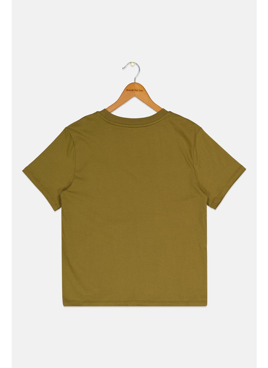 ESPRIT Kids Boy Short Sleeves Brand Logo T-Shirt, Olive  - Image 2