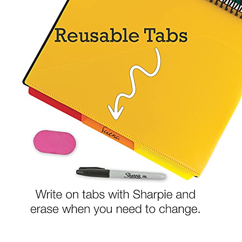 Samsill Deluxe 24 Pocket Spiral Project Organizer with Inner Zipper Pouch, Customizable Front Cover, 12 Dividers with Erasable Write-On Tabs in Assorted Colors, Plastic Folders with Pockets - Image 5
