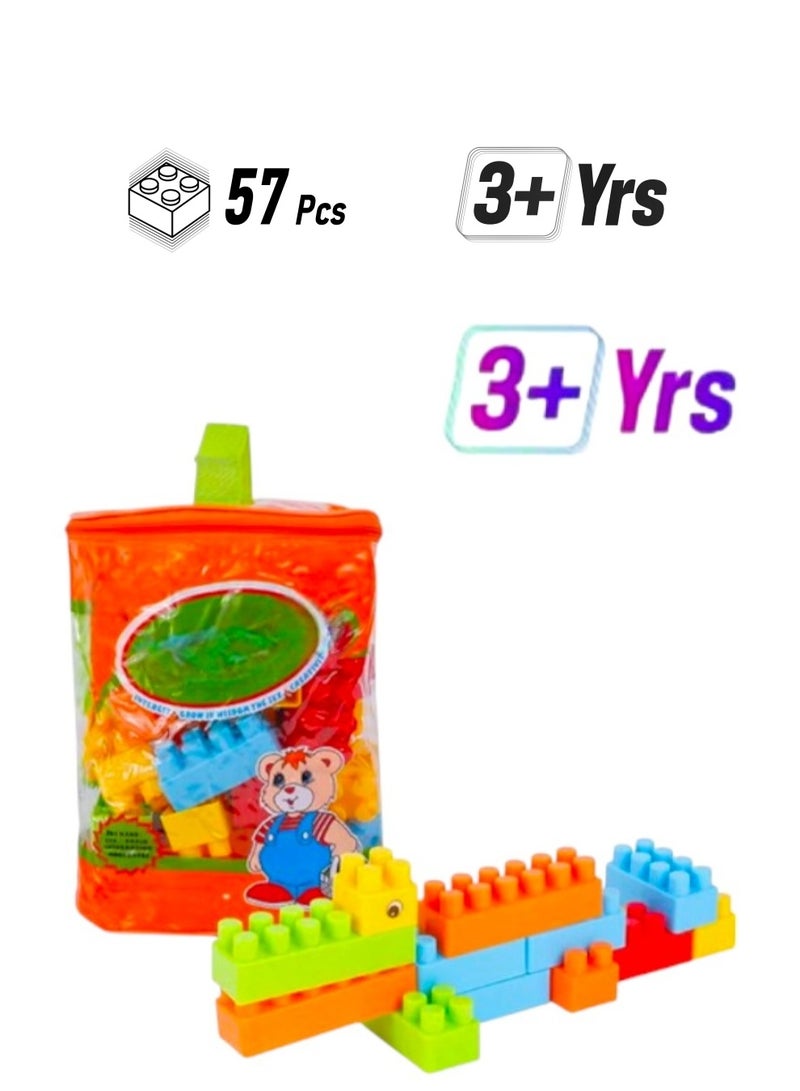 Toy Box 57-Piece Building Blocks With Tote Bags Building Set 3+ Years  - Image 1
