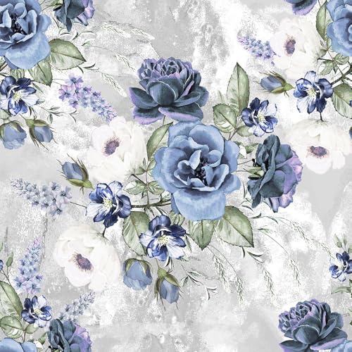 REDAMANCY White/Grey/Blue Vintage Peony Flowers Peel and Stick Wallpaper Stick on Contact Paper Vintage Wall Paper Easy Peel Off for nightstand Drawer Cabinet Renter - Image 1