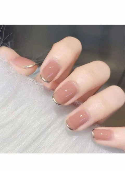 24 French Nail Short Square Stickers Suitable for Girls