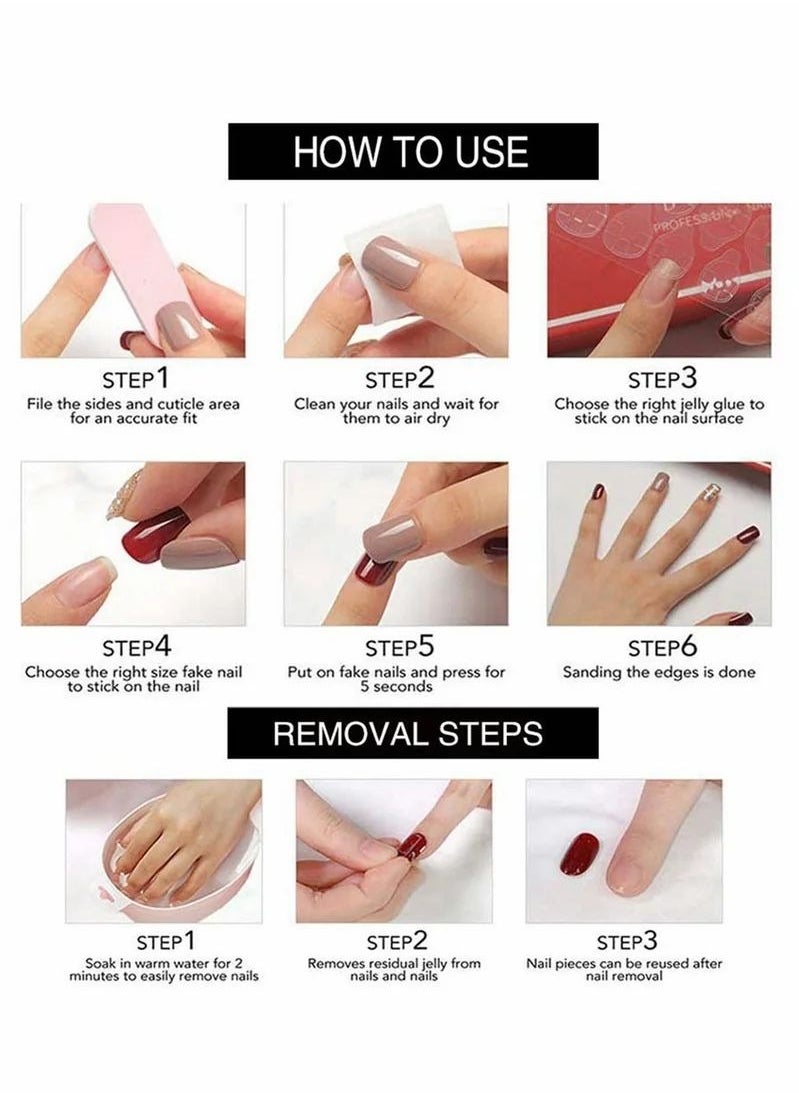 24 French Nail Short Square Stickers Suitable for Girls
