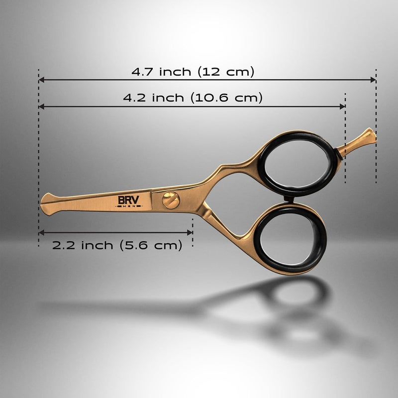 BRV MEN Rounded-Tip Small Trim Scissors for Men 4.2" | Titanium Series | Nose Hair Scissors for Men | Professional Grooming for Beard, Mustache & Ear Hair - RIGHT HANDED (Titanium Bronze) - Image 5