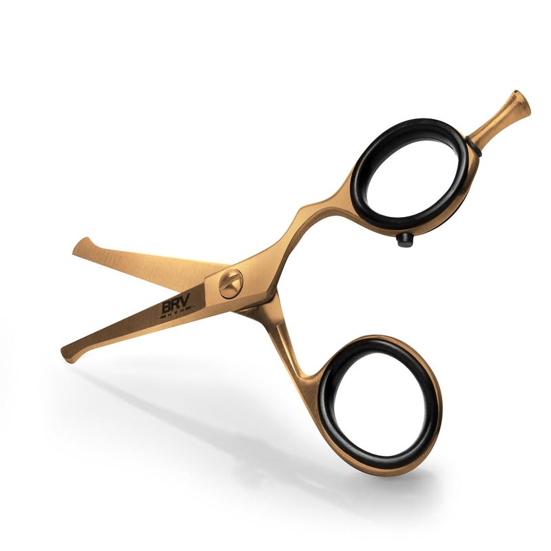 BRV MEN Rounded-Tip Small Trim Scissors for Men 4.2" | Titanium Series | Nose Hair Scissors for Men | Professional Grooming for Beard, Mustache & Ear Hair - RIGHT HANDED (Titanium Bronze) - Image 1