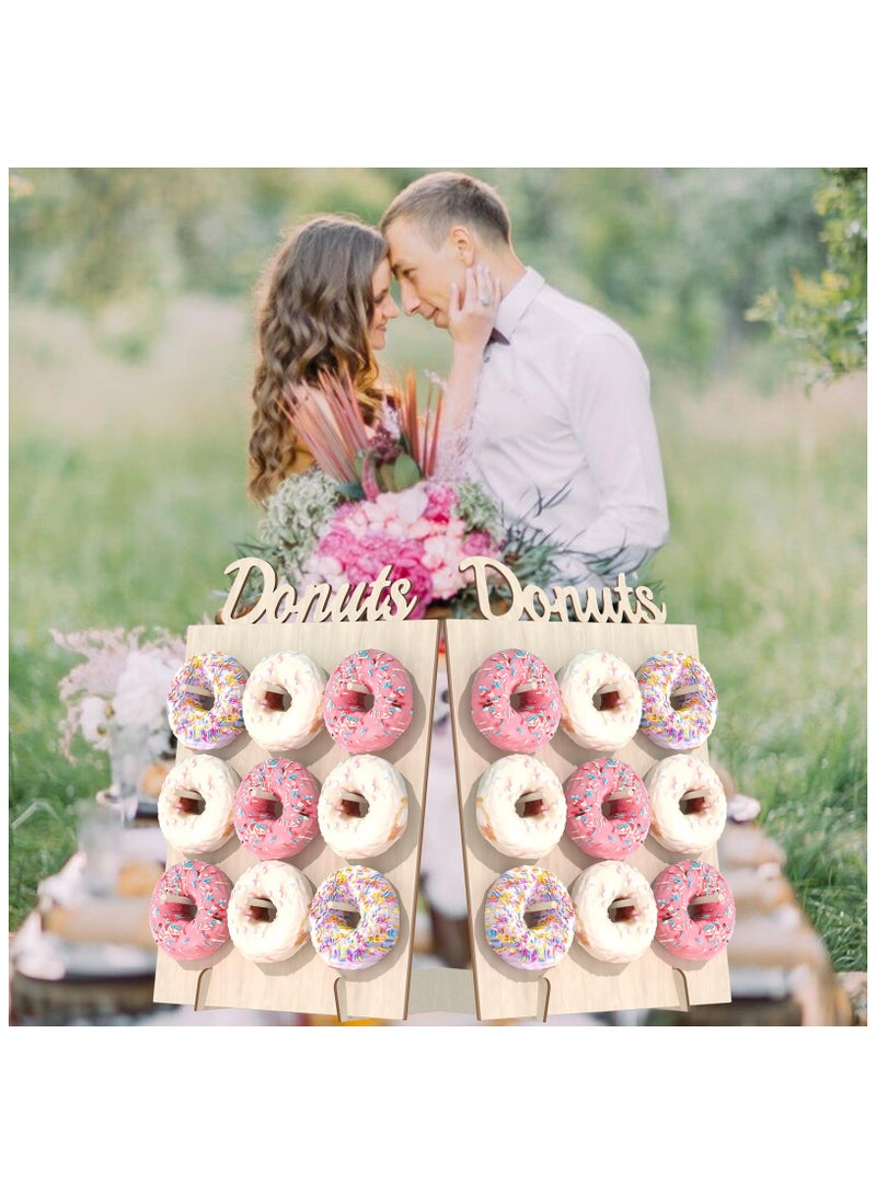 KASTWAVE حامل حائط الدونات ، 2 قطع حامل دوائر خشبي يعرض 18 دونات ، لوحة حامل الدونات لحفلة نمو الدونات ، عيد ميلاد ، زفاف ، حفل استقبال المولود ، زينة حفلة الدونات - Image 5