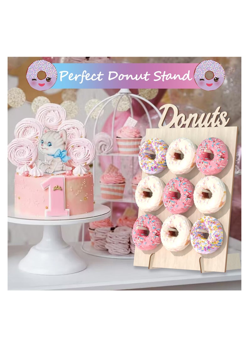 KASTWAVE حامل حائط الدونات ، 2 قطع حامل دوائر خشبي يعرض 18 دونات ، لوحة حامل الدونات لحفلة نمو الدونات ، عيد ميلاد ، زفاف ، حفل استقبال المولود ، زينة حفلة الدونات - Image 4