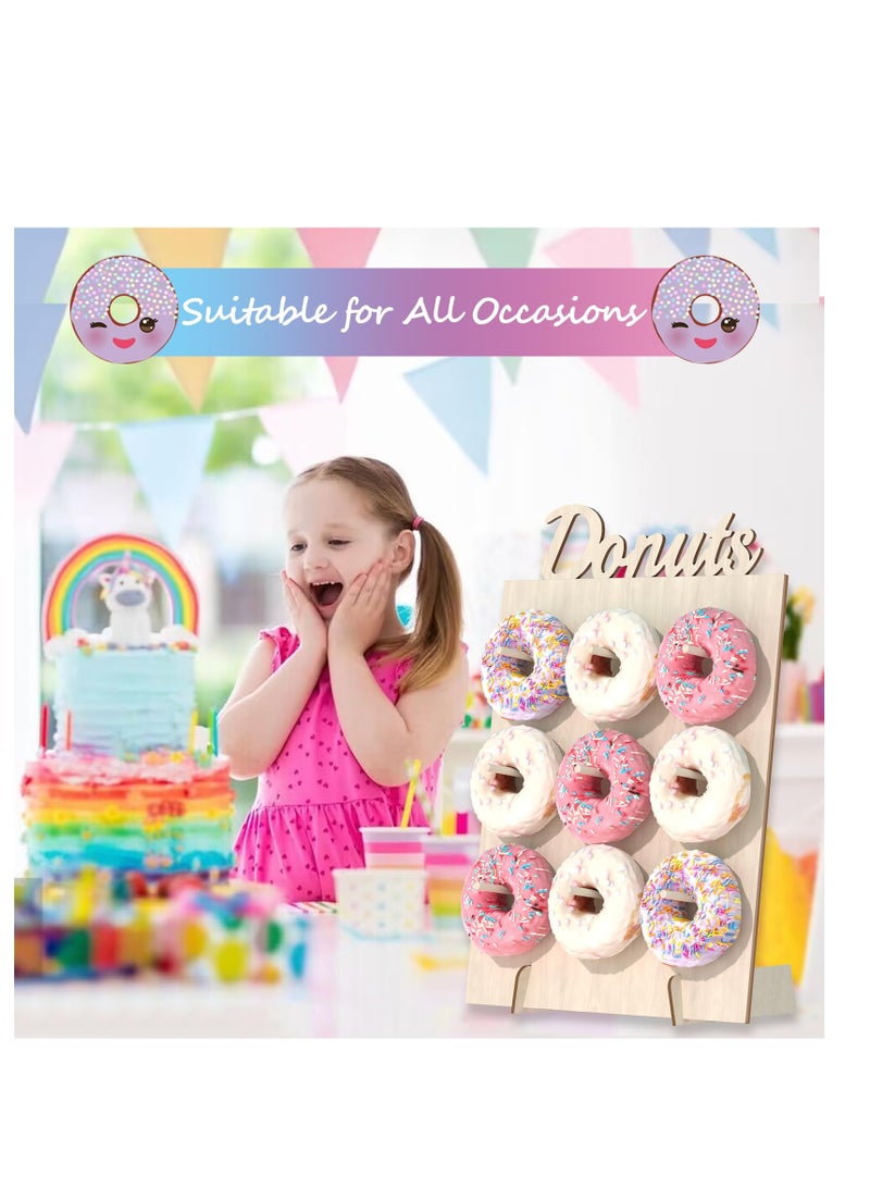 KASTWAVE حامل حائط الدونات ، 2 قطع حامل دوائر خشبي يعرض 18 دونات ، لوحة حامل الدونات لحفلة نمو الدونات ، عيد ميلاد ، زفاف ، حفل استقبال المولود ، زينة حفلة الدونات - Image 2