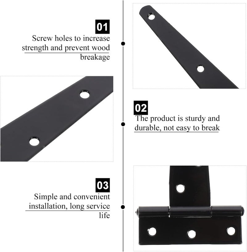 Healeved Heavy Duty 6-inch Gate Hinge Low-Carbon Steel Door Hinge Indoor and Outdoor Use Suitable for Villa Fence Garden Gates - Image 3