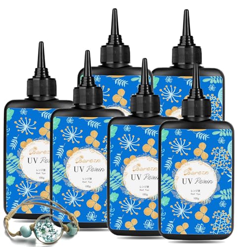 Bsrezn 600g UV Resin Hard, Crystal Clear Premixed UV Glue for Jewelry Making (100g x 6) - Image 1