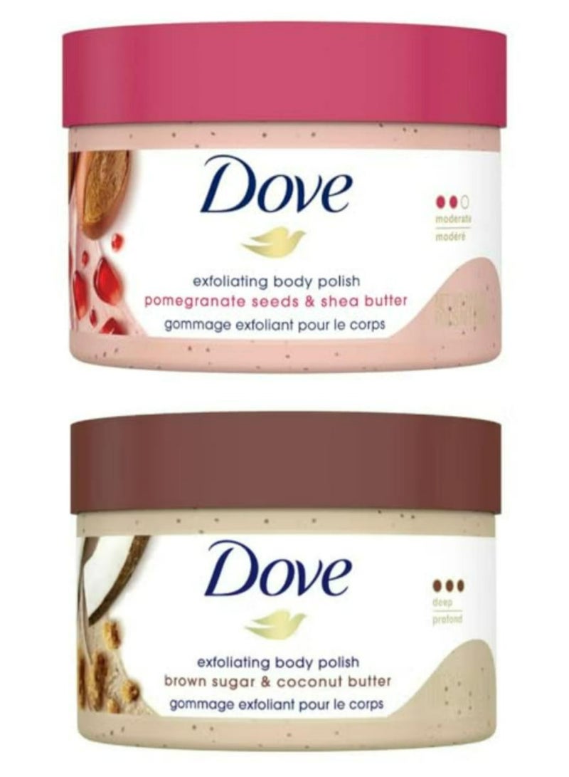 Dove Exfoliating Body Polish Scrub Pomegranate Seeds And Coconut Butter 298g 2 Pcs - Image 2