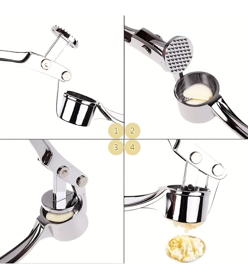 Stainless Steel Garlic Press 1pc Manual Crusher For Home Kitchen - Image 2