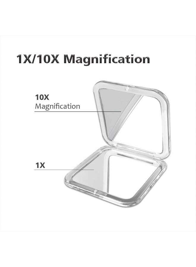 SNOWFLAKES SNOWFLAKES Magnifying Compact Mirror - Snowflakes Elegant Compact Pocket Mini Makeup Mirror Double Sided 1x/10x Magnification Cosmetic Mirrors Handheld Portable for Travel and Purses (Purple) - Image 2