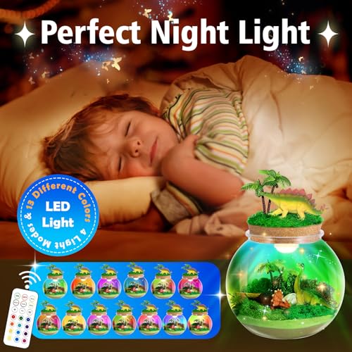 kiddgroo Dinosaur LightUp Terrarium Kit for Kids Birthday Gifts for Boys Ages 4 5 6 7 812 Year Old Dinosaur Toys for Boys with Multicolor LED Light Remote - Image 5