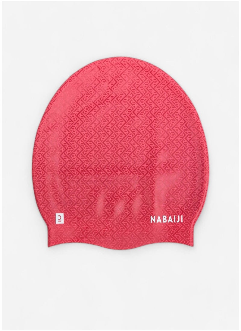 NABAIJI NABAIJI by DECATHLON, Adult Swimming Cap Silicone 56 60 Cm Geo Red Pink  - Image 2