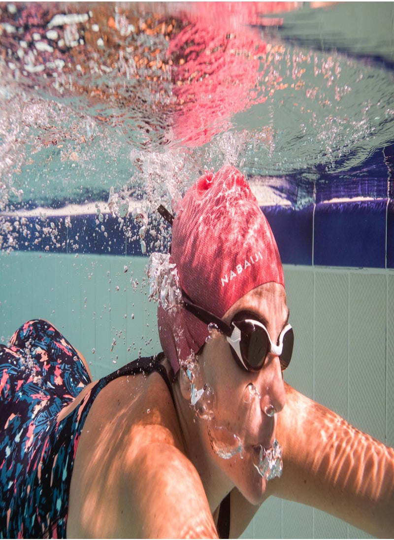 NABAIJI NABAIJI by DECATHLON, Adult Swimming Cap Silicone 56 60 Cm Geo Red Pink  - Image 1