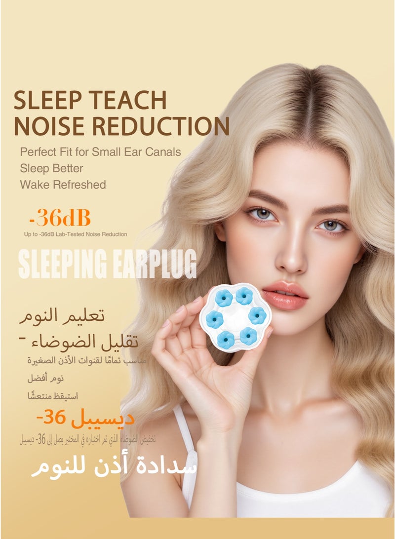EARMOR E06 Blue Floral Sleep Earplugs, Single Size (3 Pairs), 36dB SNR, Nano‑Soft Foam + AirSkin, ~60s Slow‑Rebound, Side‑Sleeper Comfort Ear plugs for Sleeping, Reusable, Small Size Fit for Women & Kids, Exquisite Packaging, Soundproof Quiet for Deep Focus, Work, Travel, Study & Festivals, Beautiful Box — Ideal Gift for Ramadan, Valentine’s Day, Mother’s Day - Image 2