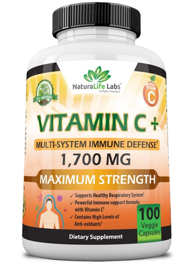 NaturaLife Labs Vitamin C 1700 Mg With Vitamin D3 Zinc Elderberry Ginger Root Maximum Strength Multi System Immune Support 100 Veggie Capsules - Image 2
