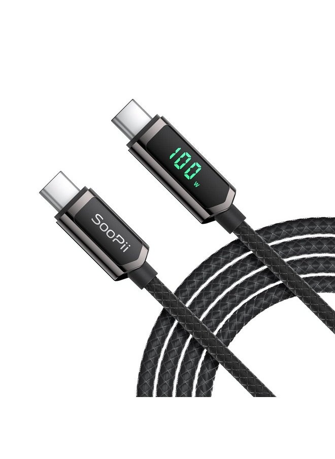 Soopii SOOPII 100 W USB C Cable, 2 m Nylon Braided USB C to USB C Cable, Fast Charging Cable Type C with LED Display for iPad Mini/Air/Pro, MacBook Pro, Samsung Galaxy S22/S10, Pixel, LG  - Image 1