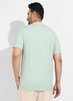 Instafab Plus Instafab Plus Men's Sage Green Basic Regular Fit T-Shirt  - Image 4