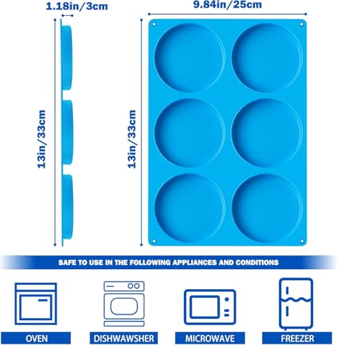 Sidosir Round Silicone Mold for Baking, 4inch Large Breakfast Sandwiches Mold Silicone for Whoopie Pie, Non-Stick Hamburger Buns Molds for Egg Pan (1, ROUND) - Image 2