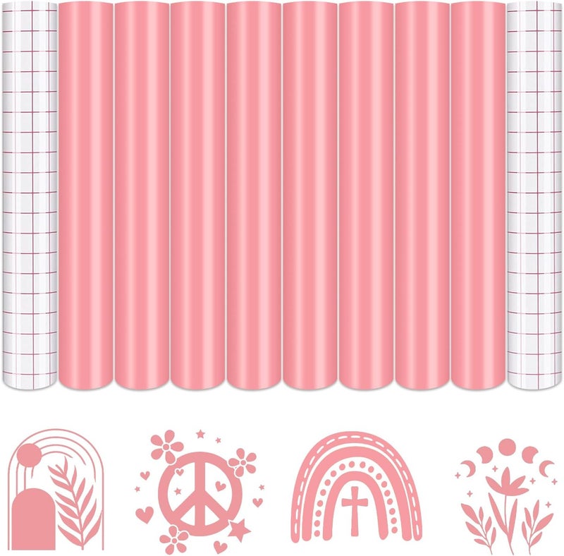 Tintnut Boho Permanent Vinyl - 8 Sheets 12"x10"Light Pink Adhesive Vinyl Sheets Pink Self Sticker Water proofing Vinyl Compatible with Cricut Or Silhouette - Image 1