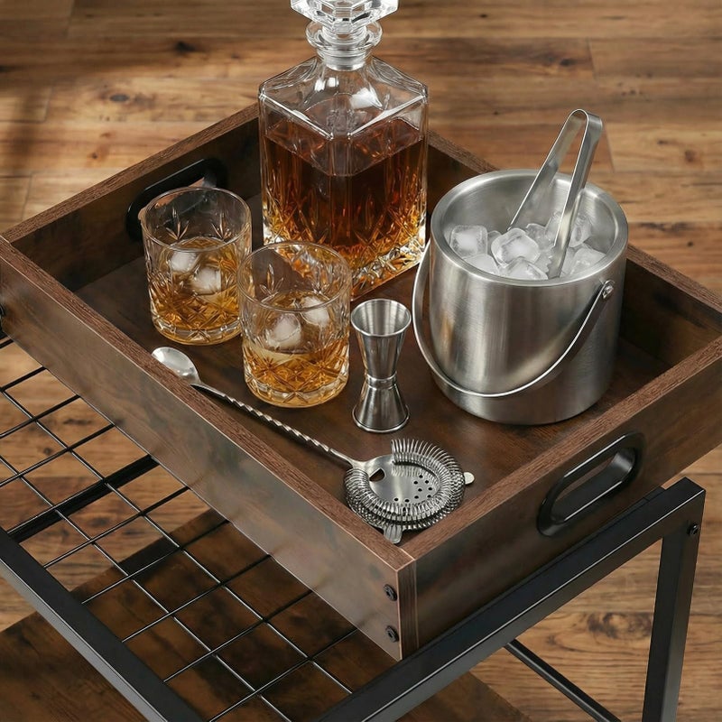 VonDream 3-Tier Bar Cart for The Home, Rolling Cart with Wheels and Handle, 3-Tier Serving Cart with Removable Tray, Kitchen Carts on Wheels with Storage - Image 4