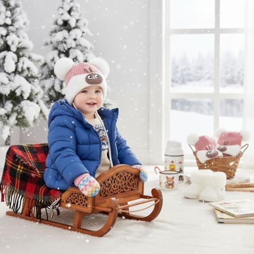 Mee Trend Baby Woolen Winter Cap for Boys & Girls | Soft Knitted Warm Beanie Hat with Cute Ears & Bunny Design | Premium Wool Cap for Infants & Toddlers (Pink-White(6 to 18 Months)) - Image 2