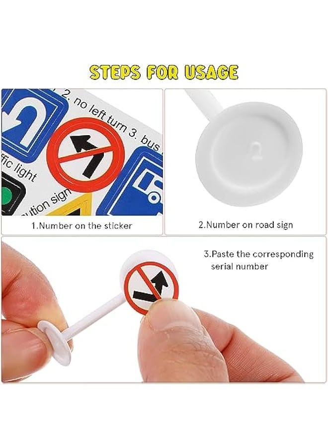 NUOBESTY 56 Pcs Barricade Toys Road Tape Traffic Light Toy Car Garage Traffic Road Toy Traffic Signs Cars Micro Toys Road Construction Traffic Signs Props Miniature Plastic Child - Image 2