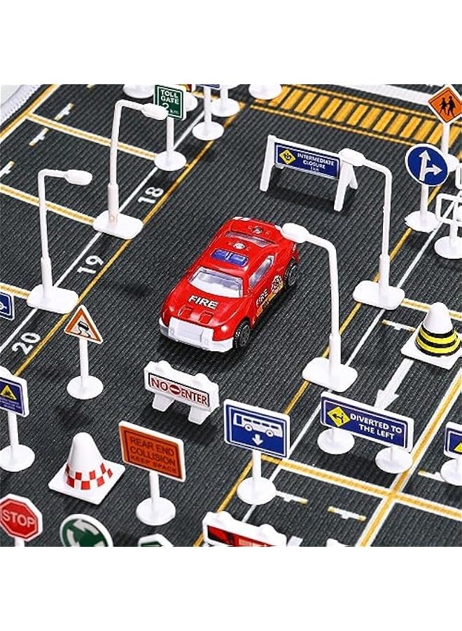 NUOBESTY 56 Pcs Barricade Toys Road Tape Traffic Light Toy Car Garage Traffic Road Toy Traffic Signs Cars Micro Toys Road Construction Traffic Signs Props Miniature Plastic Child - Image 5