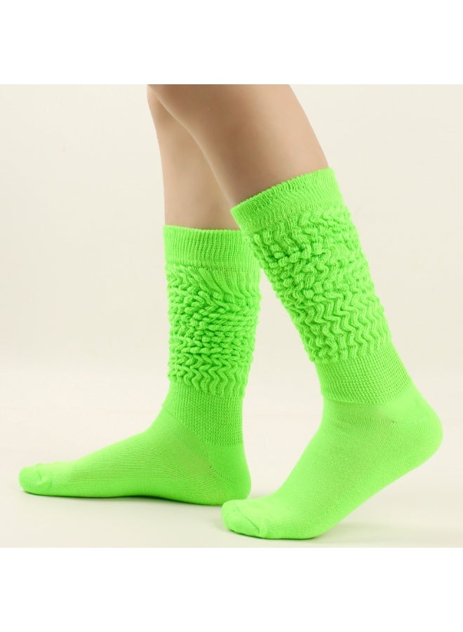 2 زوج من الجوارب الطويلة المطوية والمكدسة والجوارب الفضفاضة والجوارب الطويلة حتى الركبة للنساء والفتيات - Image 4