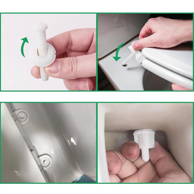 VRSS Toilet Seat Screws Replacement White Plastic Bolts Screws with Nuts for Top Mount Toilet Seat Hinges (4 Pack) - Image 4