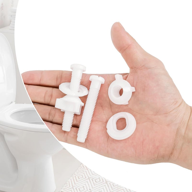 VRSS Toilet Seat Screws Replacement White Plastic Bolts Screws with Nuts for Top Mount Toilet Seat Hinges (4 Pack) - Image 3