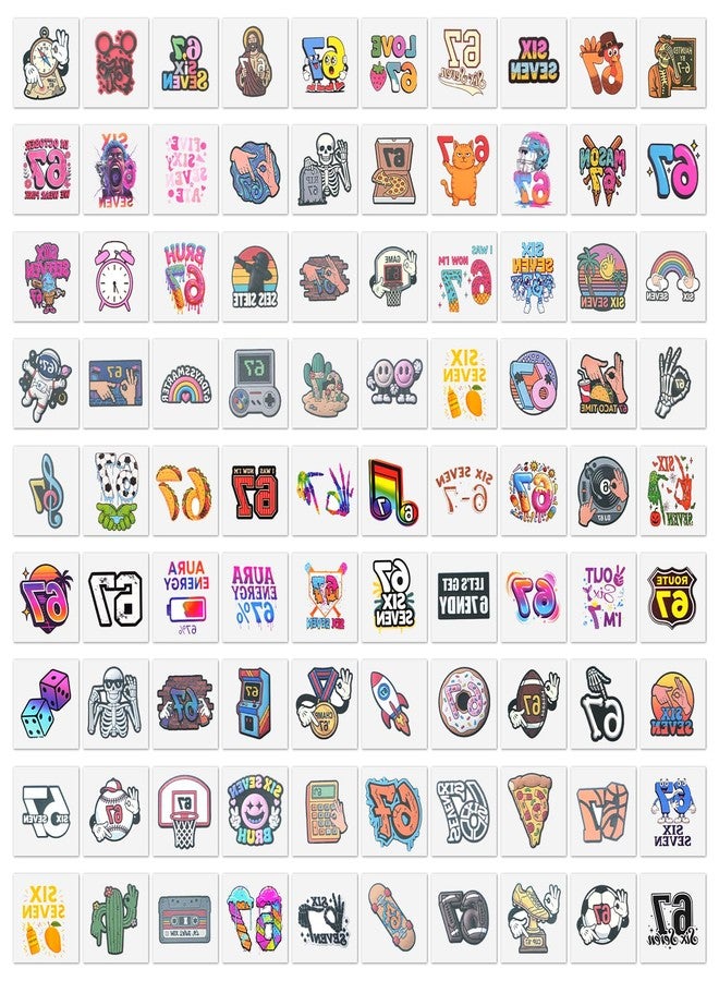 ROPCIA 90 PCS 6 7 Temporary Tattoos Stickers 6 7 Birthday Decorations,Six Seven Themed Tattoos Stickers Party Decoration Supplies for Adults - Image 1