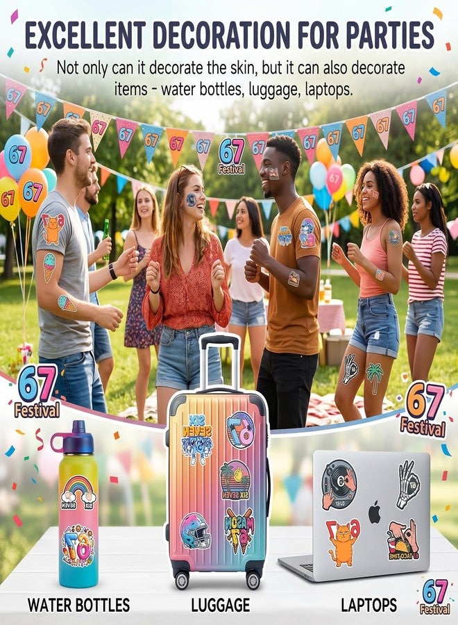 ROPCIA 90 PCS 6 7 Temporary Tattoos Stickers 6 7 Birthday Decorations,Six Seven Themed Tattoos Stickers Party Decoration Supplies for Adults - Image 5