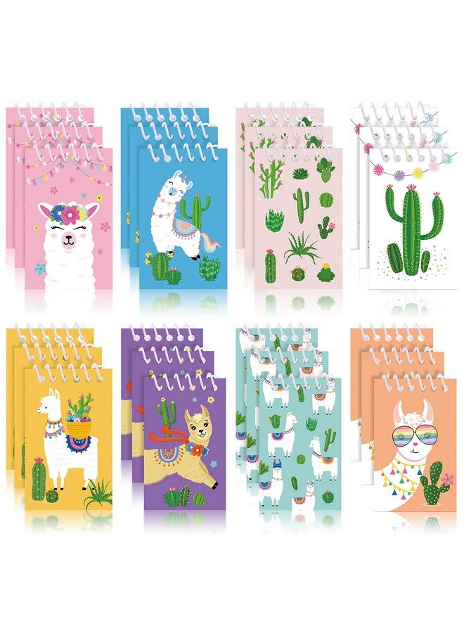 Containlol 24 Pieces Llama Mini Notebooks Summer Birthday Party Favors Memo Spiral Tiny Cactus Notepads Bulk Teacher Classroom Reward Prizes Pinata Gift Bags Fillers Supply For Boys Girls Birthday Party Supply - Image 2