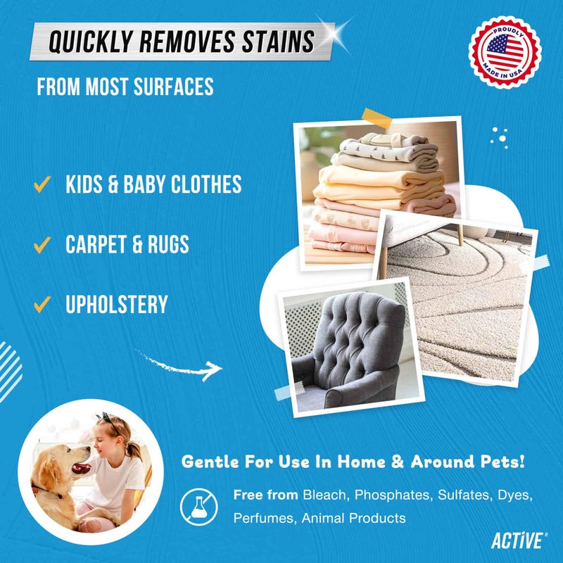 Active Messy Kids Stain Remover Spray - 3 Pack 4oz Laundry Spot Cleaner, Natural Stain Treater Spray for Baby Clothes, Toddler Clothing, Value-Size Solution for Food, Oil Stains, Great for Travel - 12 oz - Image 5
