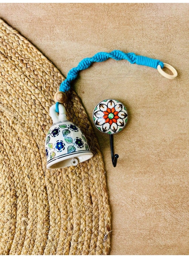 Shopping Shots Pack of 5 Ceramic Hand-Painted Large Size (5 inch) Good Luck Bells Tied with Macrame Knots with 5 Ceramic Hand Painted Hooks Packed in Sophisticated Thermo Safe Box - Image 4
