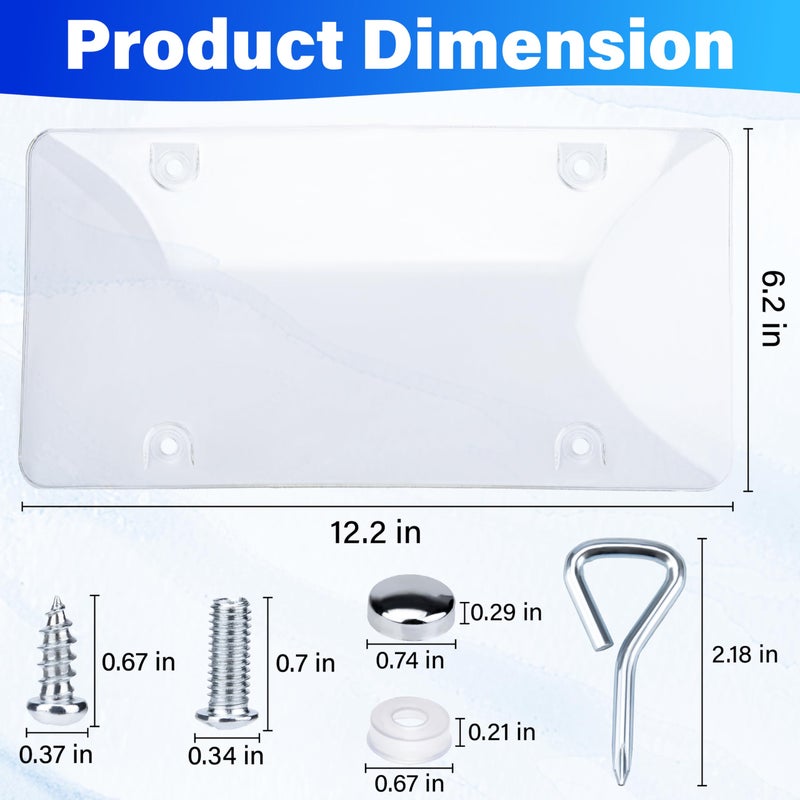 ecocstm 2 PCS Clear License Plate Covers, Unbreakable Novelty Licenses Plate Protect, License Plates Frame for Car Tag, Front and Back with Screws Caps - Image 3
