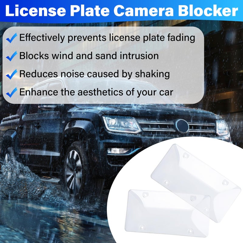 ecocstm 2 PCS Clear License Plate Covers, Unbreakable Novelty Licenses Plate Protect, License Plates Frame for Car Tag, Front and Back with Screws Caps - Image 2