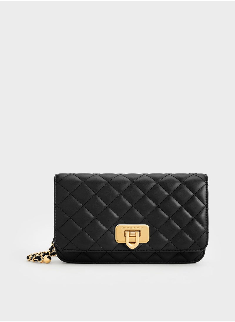 Charles & Keith Charles & Keith Shoulder Bag & Crossbody Bag Cressida Quilted Push-Lock Clutch - Black  - Image 1