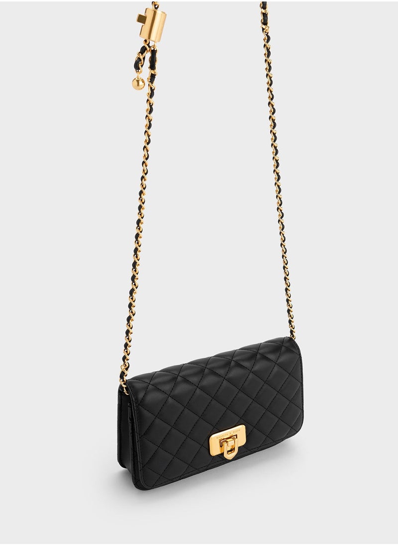 Charles & Keith Charles & Keith Shoulder Bag & Crossbody Bag Cressida Quilted Push-Lock Clutch - Black  - Image 3