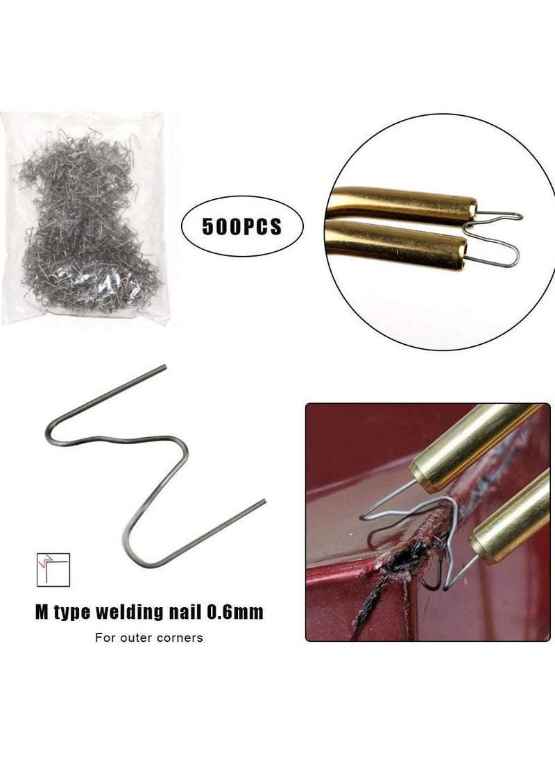 Y&D 500PCS Welding Rods Hot Staple Wave Staples for Bumper Repair Machine, Plastic Stapler Stainless Steel All Cars M-Shaped 0.6mm - Image 2