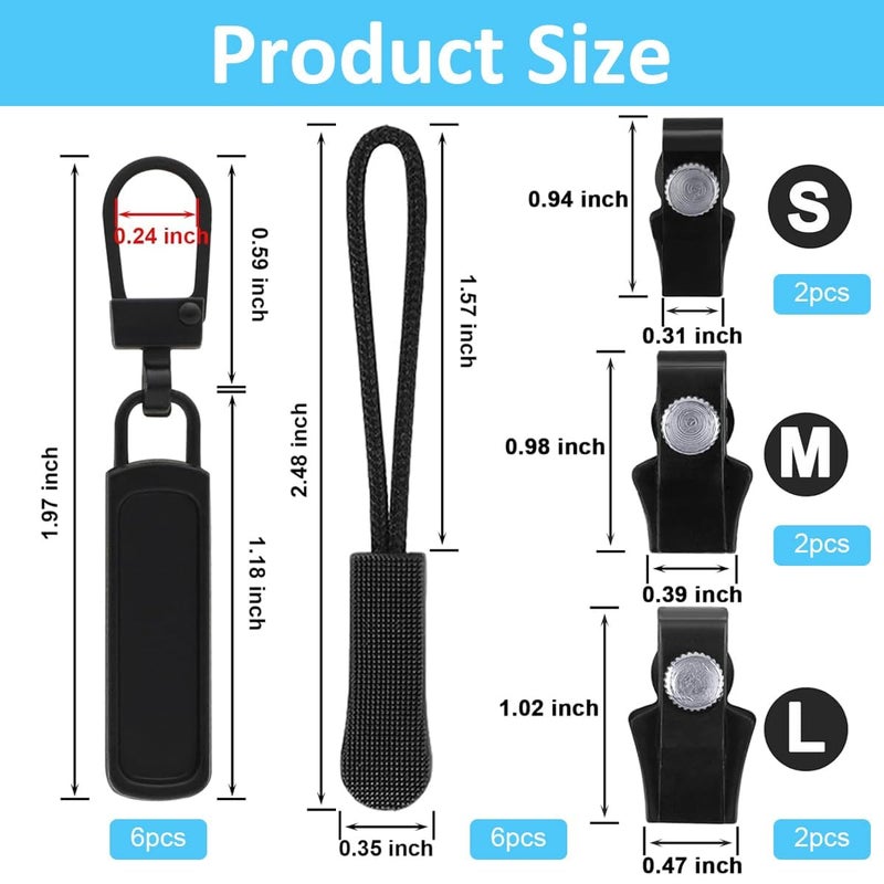 COLBEX Instant Zipper Repair Kit, Universal Zipper Slider Replacement, Adjustable Zipper Fixer Zipper Pull for Luggage Backpack Wallets Suitcases Tents Jackets Skirts Jeans.Universal Screw Fix Removable Zippers for Bags. - Image 2